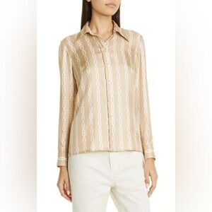 NILI LOTAN Lou Silk Button-up Shirt In Chain Link